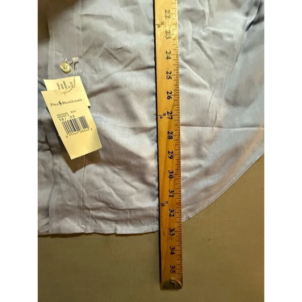 Polo Ralph Lauren Shirt Adult 16 1/2-33 Blue‎ Button Up Long Sleeve Casual Mens.
